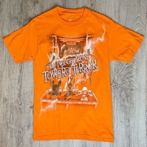 Retro Disney Tower Of Terror Graphic T-Shirt Orange Small Disneyland Hanes